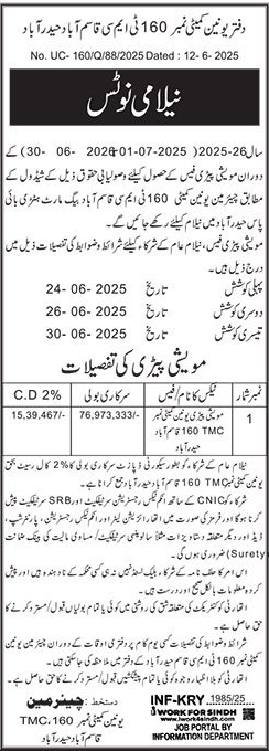 TMA Qasimabad Hyderabad Tender Notice